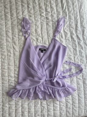 LOFT Lilac Ruffle Wrap Camisole